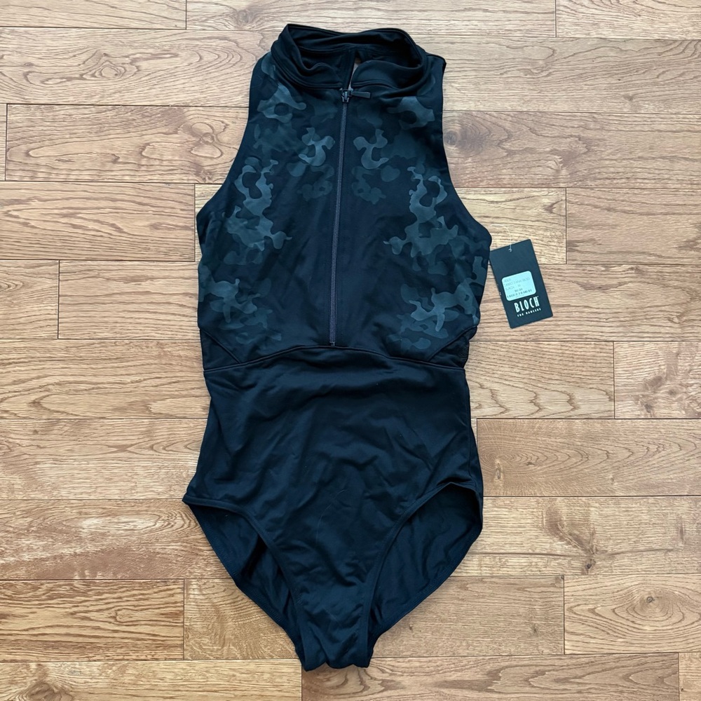 Bloch for dancers NWT size M camo tank black bodysuit